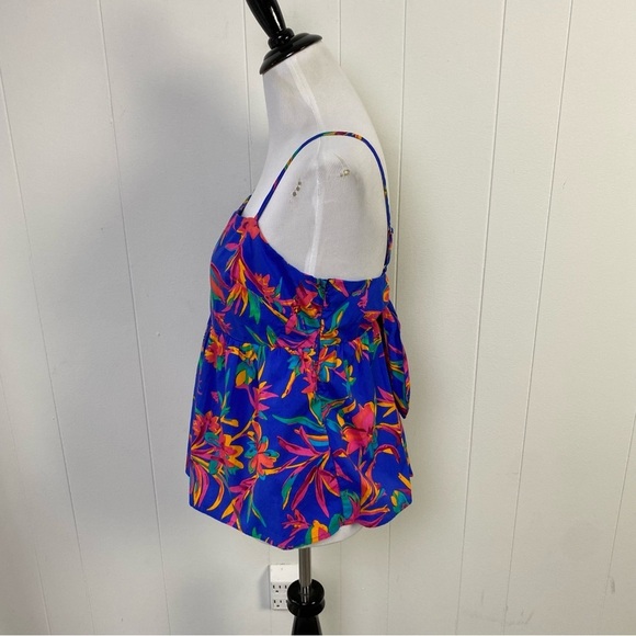 J. Crew Women’s SIZE 12 Tie Back Strappy Top Brilliant Blue Fushia Cotton - Picture 8 of 16